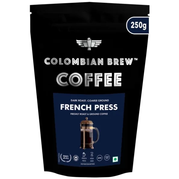 Colombian Brew Arabica French Press Coffee Powder, Dark Roast Strong, 250g, Herbkart8t7718Q3JJbFpL.webp, Herbkart8t7718Q3JJbFpL