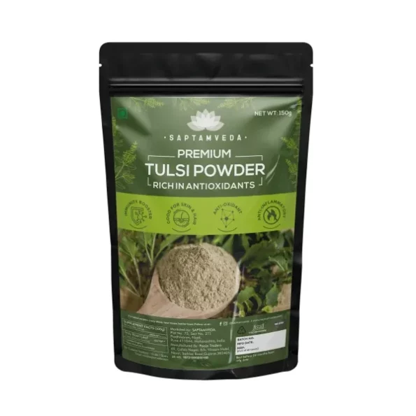 SAPTAMVEDA Premium Tulsi Leaf Powder (150 Gm) available on Herbkart