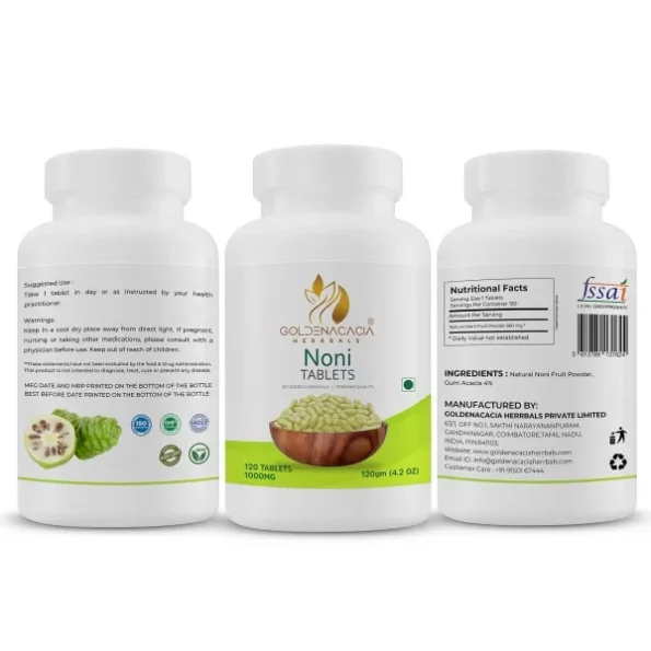 Goldenacacia Herrbals Noni Fruit 1000mg 120 Tablets available on Herbkart