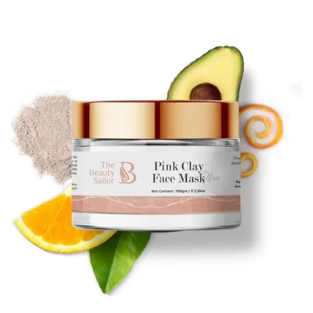 The Beauty Sailor - Pink Clay Face Mask For Men and Women with Vitamin C & E | Natural Kaolin Clay Face Pack | For Wrinkles, Tan, Blackheads & Cleansing | 100gm