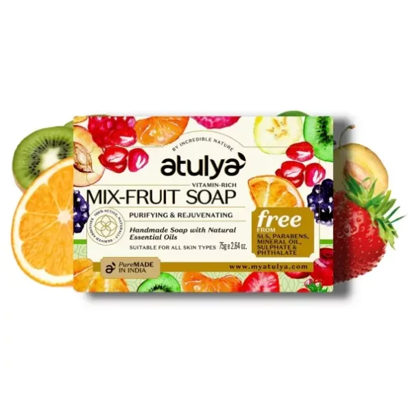 Atulya Vitamin Rich Mix Fruit, Handmade Bathing Soap, 75gm, Herbkart8t761l-fgMT5QL.webp, Herbkart8t761l fgMT5QL