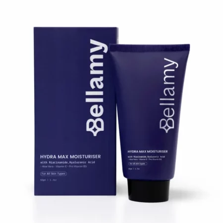 Bellamy Niacinamide & Hyaluronic Acid Gel Moisturizer for Face | with Aloe Vera, Vitamin E & Pro Vitamin B5 | 48 Hours of Hydration & Oil Free | For Dry Skin, Oily Skin & Sensitive Skin | 50gm