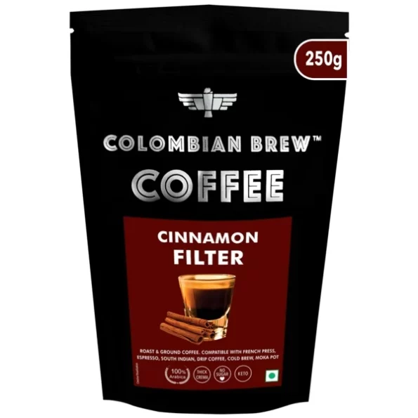 Colombian Brew Cinnamon Filter Coffee Powder, Arabica Roast & Ground, 250g, Herbkart8t771f84R20rIqL.webp, Herbkart8t771f84R20rIqL