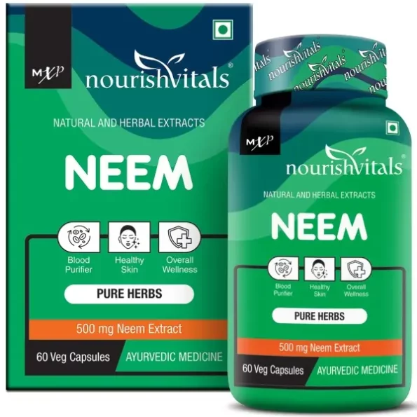 NourishVitals Neem Pure Herbs, 500 mg Neem Extract, Blood Purifier & For Healthy Skin, 60 Veg Capsules, Herbkart8t771CHvfawkhL.webp, Herbkart8t771CHvfawkhL