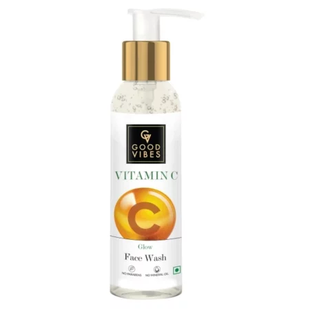 Good Vibes Vitamin C Glow Face Wash, 120 ml Rich in Antioxidants Moisturizing Skin Softening Formula for Healthy Glowing Skin, Helps Reduce Dark Spots & Blemishes For All Skin Types