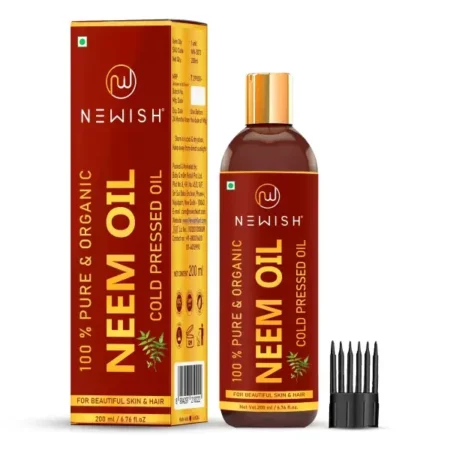 Newish 100% Pure & Natural Premium Neem Oil for Hair Growth & Healthy Skin | Healing Dry & Damaged Hair | Treat Acne-Prone Skin | Provides Moisture to Skin | Suitable for Men & Women | 200ml