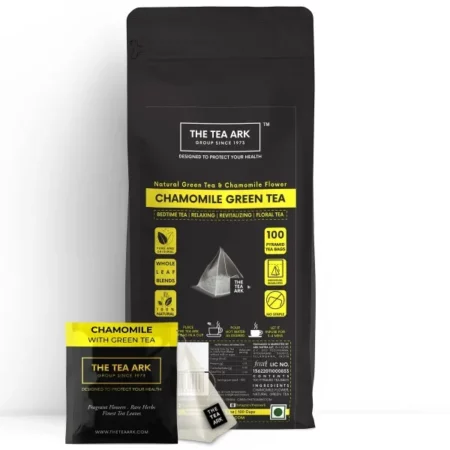 The Tea Ark Chamomile Green Tea,Stress Relief & Good Sleep, Daily Detox, Antioxidant, Bedtime Tea (Teabags, 100 Tea Bags)
