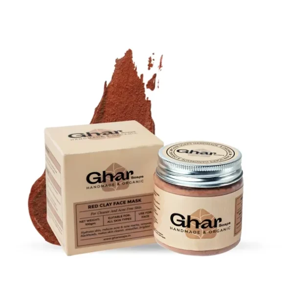 GHAR SOAPS Moroccan Red Clay Face Mask For Women & Men (100 Gm) available on Herbkart