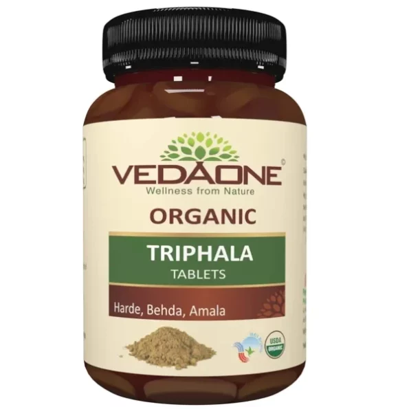 Vedaone USDA Organic Triphala (Amala+Harde+Behda) 750mg - 60 Tablets For Detoxification available on Herbkart