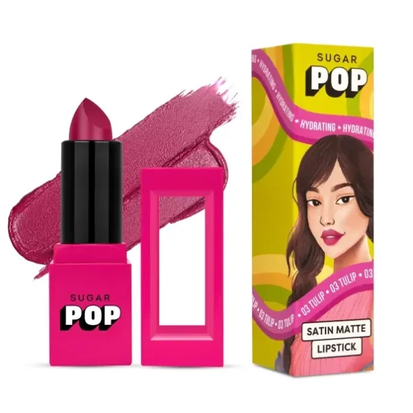 SUGAR POP Satin Matte Lipstick - 03 Tulip (Rosy Pink) - 3 gm, Herbkart8t781X520Nf320wL.webp, Herbkart8t781X520Nf320wL