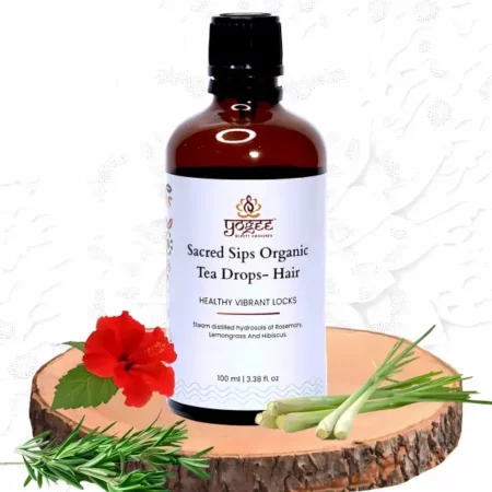YOGEE Organic Herbal Tea Drops For Hair | Hibiscus, Rosemary, Lemongrass | Skin Health Elixir | For Men and Women | 100ml