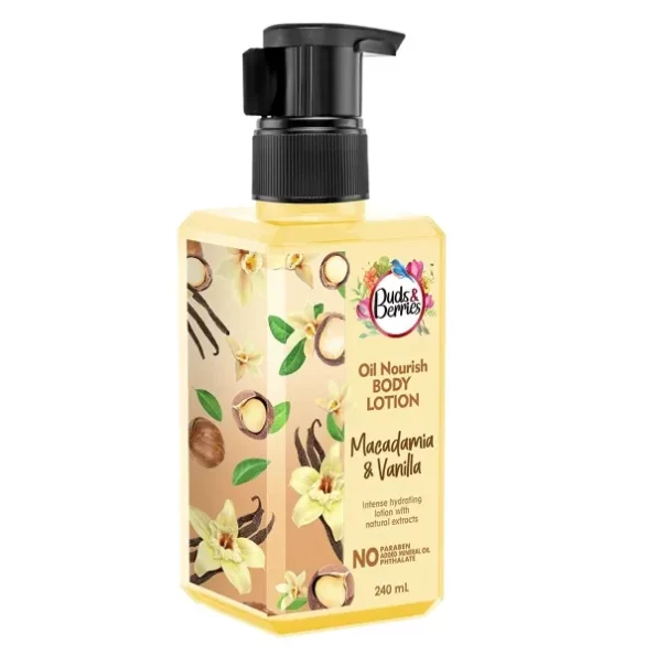 Buds & Berries Macadamia and Vanilla, Oil Nourishing Body Lotion, 240 ml available on Herbkart