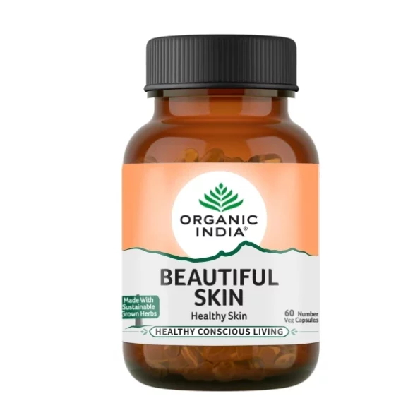 Organic India Beautiful Skin Capsule Bottle with Bowelcare Capsules Sample (60 Caps) available on Herbkart