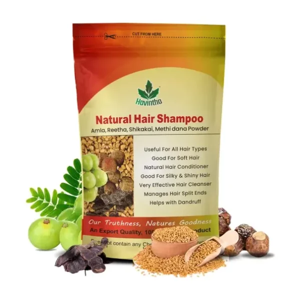 Havintha Natural Hair Shampoo With Herbal Amla Reetha Shikakai And Methi Dana Powder 227gm available on Herbkart