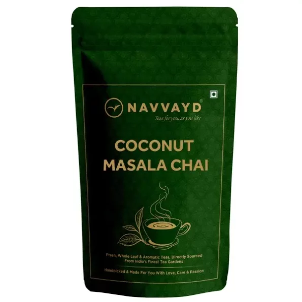 Navvayd Coconut Masala Chai (200 Grams, 100 Cups), A unique & delicious mix of spices, chai and coconut, Herbkart8t771axmpTYb0L.webp,