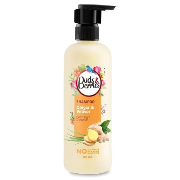 Buds & Berries Ginger and Vetiver Dandruff Control Shampoo | Reduces Hair Breakage, 120 Hours of Conditioning | Sulfate-Free, Paraben-Free, Silicone-Free | 300 ml, Herbkart8t7616vNIz3zYL.webp, Herbkart8t7616vNIz3zYL