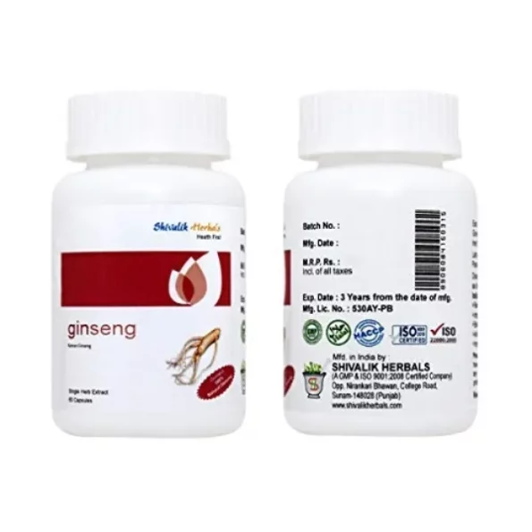 Shivalik Herbals Korean Ginseng - 60 Capsules available on Herbkart