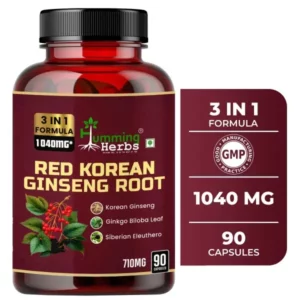 Humming Herbs Red Korean Ginseng with Ginkgo Biloba Leaf, Siberian Ginseng - 60 Capsules available on Herbkart