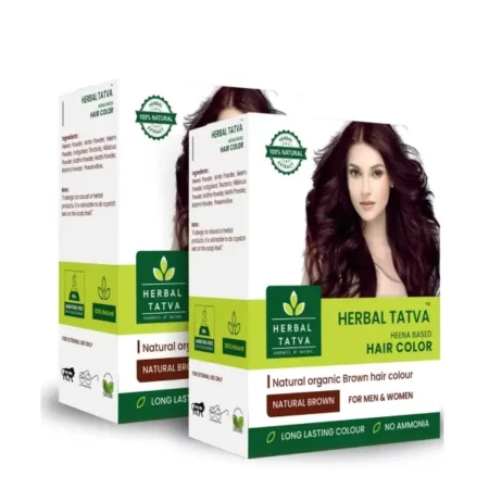 Herbal Tatva Natural Brown Hair Colour 200G | Herbal Hair Colour | Henna Powder for Hair | Natural Hair Colour Without Chemicals & No PPD | Suitable for All Hair Types | 100g x 2