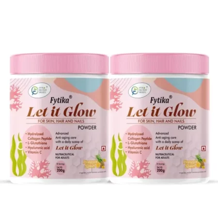 Fytika Let It Glow Marine Collagen Supplement for Men & Women|L- Glutathione, Vitamin C, Sesbania Agati Extract|Promotes Healthy Skin, Hairs and Nails (Pineapple, Pack of 1)