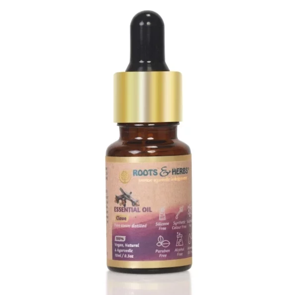 Roots And Herbs Clove Essential Oil for Aromatherapy No Paraben Fully-Vegan Cruelty-Free, 10 ml, Herbkart8t781LAMoBXirL.webp, Herbkart8t781LAMoBXirL