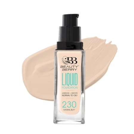 Beauty Berry Fit Me Liquid Foundation | Luminous + Smooth, Full Coverage Blendable Normal to Oily Skin | Oil Free & Long Lasting Foundation for Face Makeup (230 Natural Buff, 33ml)