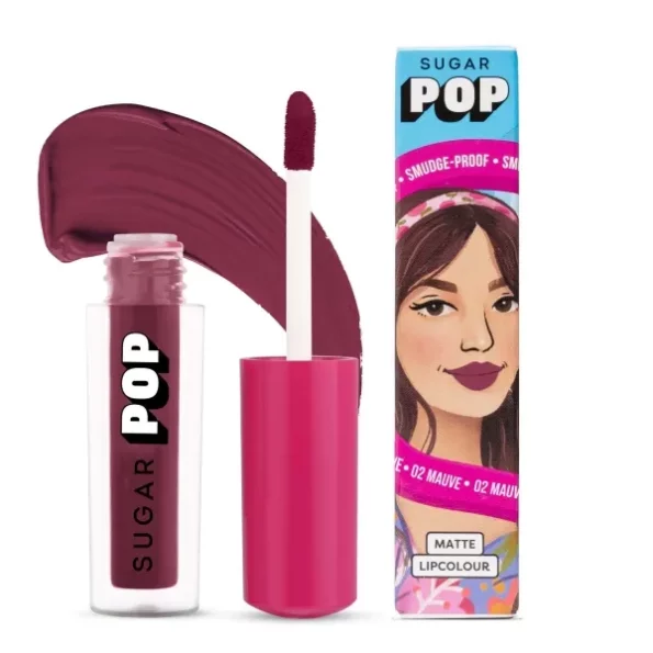 SUGAR POP Matte Lipcolour - 02 Mauve (Dark Mauve) - 1.6 ml available on Herbkart