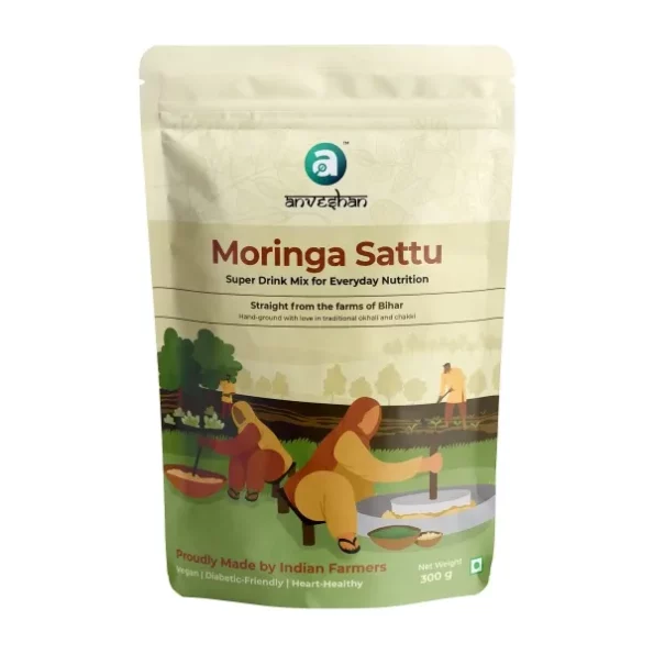 Anveshan Moringa Sattu Drink Mix - 300g | Chana Sattu Protein Powder | Drink | 8 Vitamin and Fibre Rich Nutrition Drink, Herbkart8t771LYbYm7I8L.webp, Herbkart8t771LYbYm7I8L