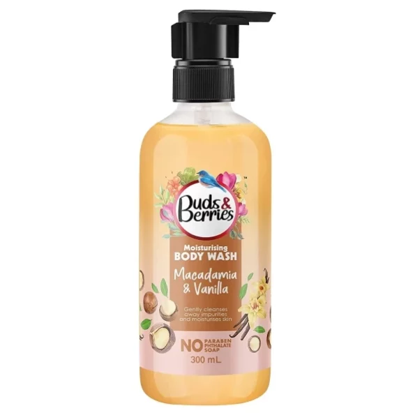 Buds & Berries Macadamia And Vanilla Extracts, Moisturizing Body Wash for Soft, Smooth & Clear Skin | No Soap, No Paraben, No Phthalate Shower Gel (300 ml), Herbkart8t761cxLwbGC8L.webp,