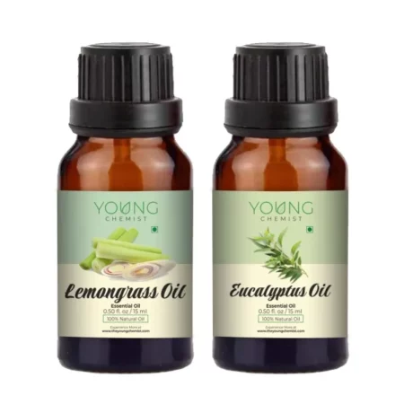 Young Chemist Lemongrass & Eucalyptus Essential Oils | Pack Of 1 (15 ml each) | 100% Pure, Undiluted, Natural And Therapeutic Grade - Perfect for Aromatherapy, Skin Therapy