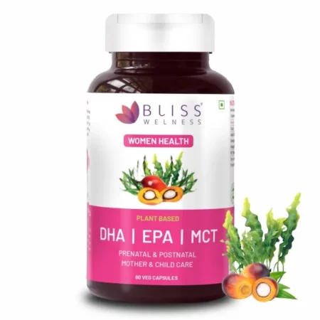 Bliss Welness Prenatal & Postnatal Care - Vegan Omega 3 Dha Epa Mct From Algae Oil|Essential Support For Pregnant & Lactating Mothers|Nourish Brain, Heart, & Overall Development|60 Vegetarian Capsules