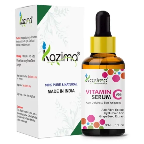 KAZIMA 10% Vitamin C Face Serum for Glowing Skin with 0.5% Ferulic Acid | Targets Dark Spot & Hyperpigmentation | For Dull Skin | Vitamin C Serum for Oily Skin | Suitable for Men & Women | 30 ml, Herbkart8t761evuwe77KL.webp, Herbkart8t761evuwe77KL