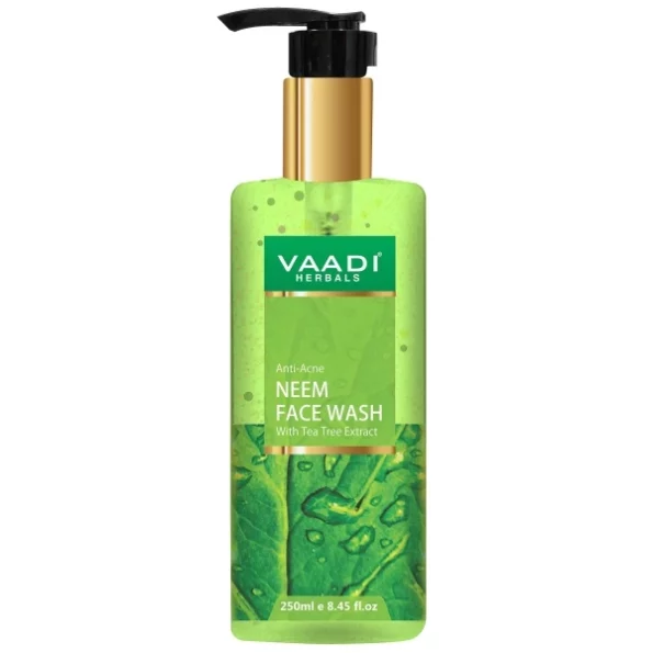 Vaadi Herbals Pvt Ltd Anti-Acne Neem Face Wash With Tea Tree Extract, 250 Ml available on Herbkart