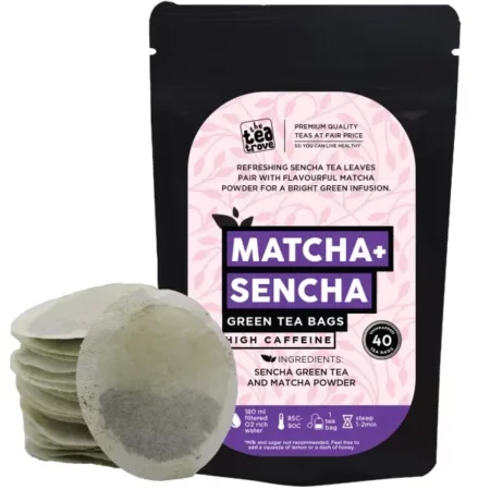 the tea trove Japanese Matcha Green Tea Bags-40 Eco-Friendly Matcha Tea + Sencha Green Tea Bag In Resealable Pouch-Matcha Green Belly Fat Tea For Women&Men By The Tea Trove-Steep Hot Or Iced,0.06 Kg