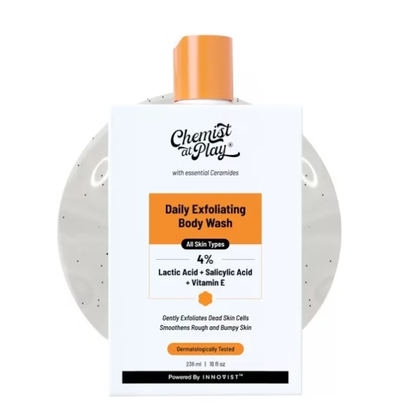 Chemist At Play Exfoliating Body Wash 236ml | 4% (Salicylic Acid, Vitamin E and Lactic Acid) | Paraben & SLS Free | Gentle Exfoliating Shower Gel | Removes Tan| Prevents Dry, Rough, Bumpy Skin | Men & Women, Herbkart8t76110FjweDdL.webp, Herbkart8t76110FjweDdL