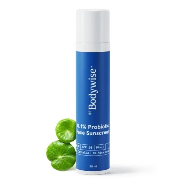 Be Bodywise 0.1% Probiotic Sunscreen SPF 50 PA+++ (50ml), With SunCat DE Technology, For Overall Sun Protection, Infused with Centella, Rice Water & Niacinamide, 0 White Cast, Lightweight Formula, Herbkart8t7610pro3pwIL.webp, Herbkart8t7610pro3pwIL