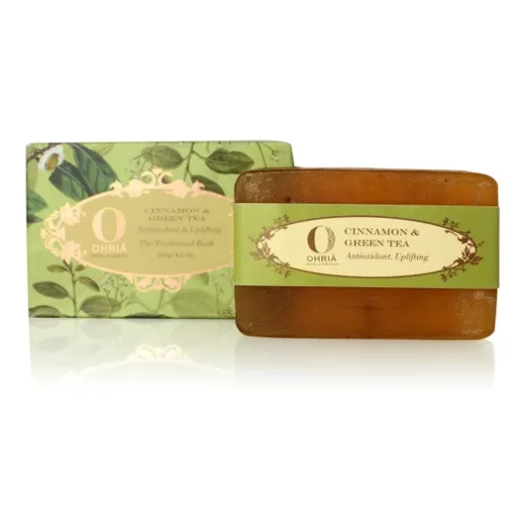 Ohria Ayurveda Cinnamon & Green Tea Bathing Bar, Antioxidant & Uplifting - 120g, Herbkart8t7814bQMHZUNS.webp, Herbkart8t7814bQMHZUNS