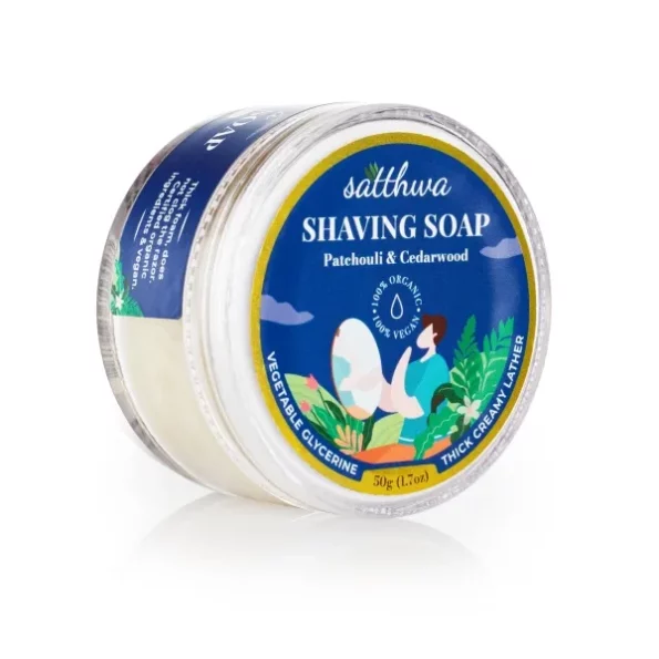 Satthwa Organic Shaving Soap infused with Patchouli & Cedarwood, 50g, Herbkart8t781qO4PJLPLL.webp, Herbkart8t781qO4PJLPLL