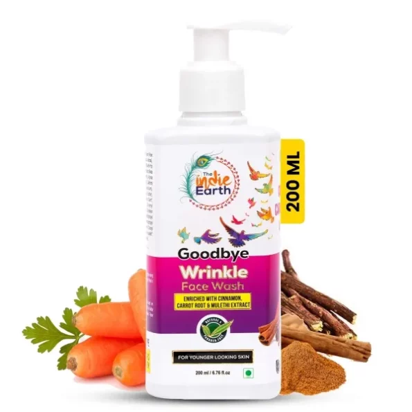 The Indie Earth Goodbye Wrinkle (Anti-Ageing) Facewash Enriched with Cinnamon, Carrot Root and Liquorice Extract (200ml), Herbkart8t781o4ARvLsKL.webp, Herbkart8t781o4ARvLsKL