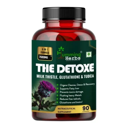 Humming Herbs Liver Detox Supplement 1000mg | Milk Thistle and glutathione Extract | Support Liver Cleanse & Digestion - 90 Capsules