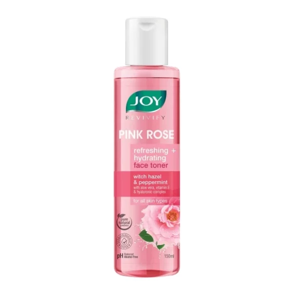 Joy Pink Rose Water Toner with Vitamin E, Hyaluronic Acid & Aloe Vera for Hydrating & Refreshing Skin (150ml) available on Herbkart