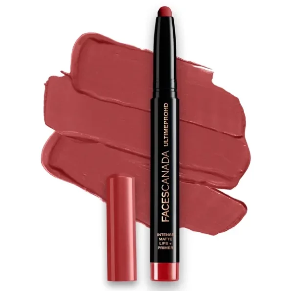 FACES CANADA Ultime Pro HD Intense Matte Lipstick + Primer - Bloodmoon (Red), 1.4g, Herbkart8t761EQOG47nxL.webp,