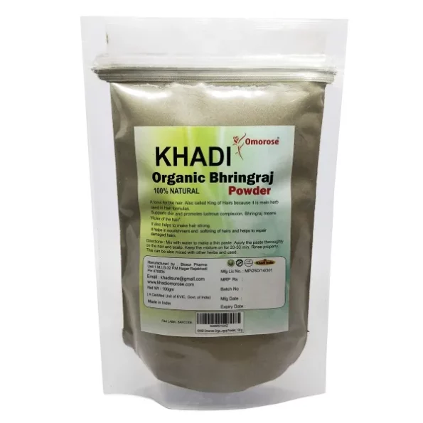 Khadi Omorose Bhringraj Powder For Nourishment Of Skin And Hair (100g), Brown, Herbkart8t781IUSuOeFbL.webp, Herbkart8t781IUSuOeFbL