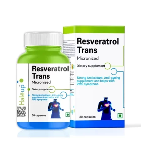 Haleup Resveratrol 99.9% Capsules 500 mg (Lab Certified) Trans Micronized Japanese Knotweed| Promotes Anti-Aging & Brain Health, Glowing Skin, Antioxidant, Max Absorption - 30 Veg Capsules