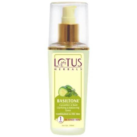 Lotus Herbals Basiltone Clarifying & Balancing Skin Toner Liquid, With Cucumber & Basil Oil, 100ml