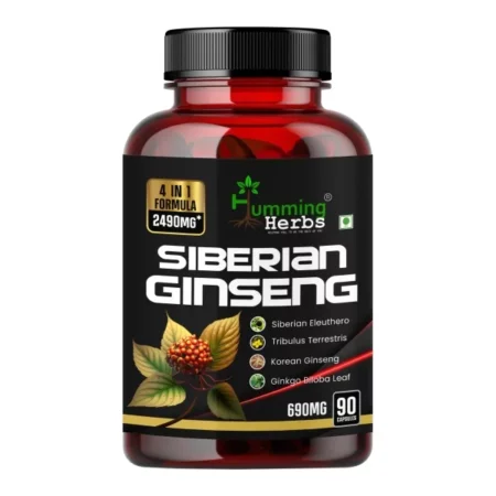 Humming Herb Siberian Ginseng | Energy Boosting, Immune Supporting & Performance Enhancing | Includes Ginkgo Biloba Leaf, Tribulus Terrestris & Korean Eleuthero Root Extract Ginseng- 2490mg - 90 Cap