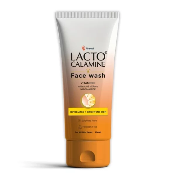 Lacto Calamine Vitamin C Face Wash with Aloe Vera & Niacinamide 100 ml, Orange available on Herbkart