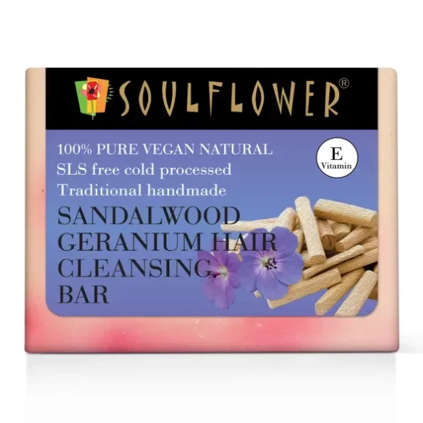 Soulflower Shampoo Bar Sandalwood And Geranium, 150g available on Herbkart