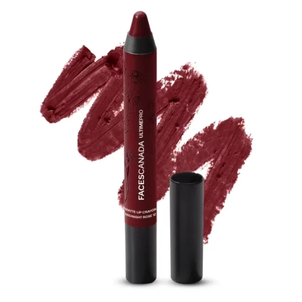 FACES CANADA Ultime Pro Matte Lip Crayon - Midnight Rose (Maroon), 2.8g | 8HR Long Stay | Smooth Creamy Matte Texture | Intense Color in 1 Stroke | Hydrates With Chamomile & Cocoa Butter, Herbkart8t781vMaSTUodL.webp, Herbkart8t781vMaSTUodL