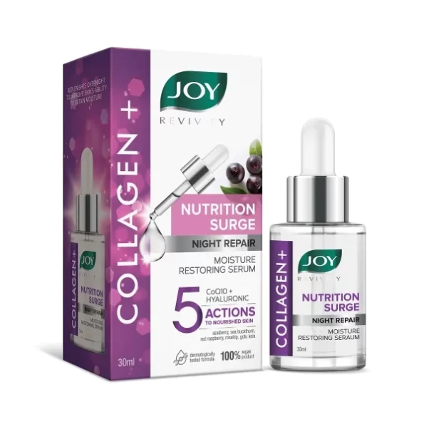 Joy Nutrition Surge Collagen Face Serum for Night Repair (30ml) available on Herbkart